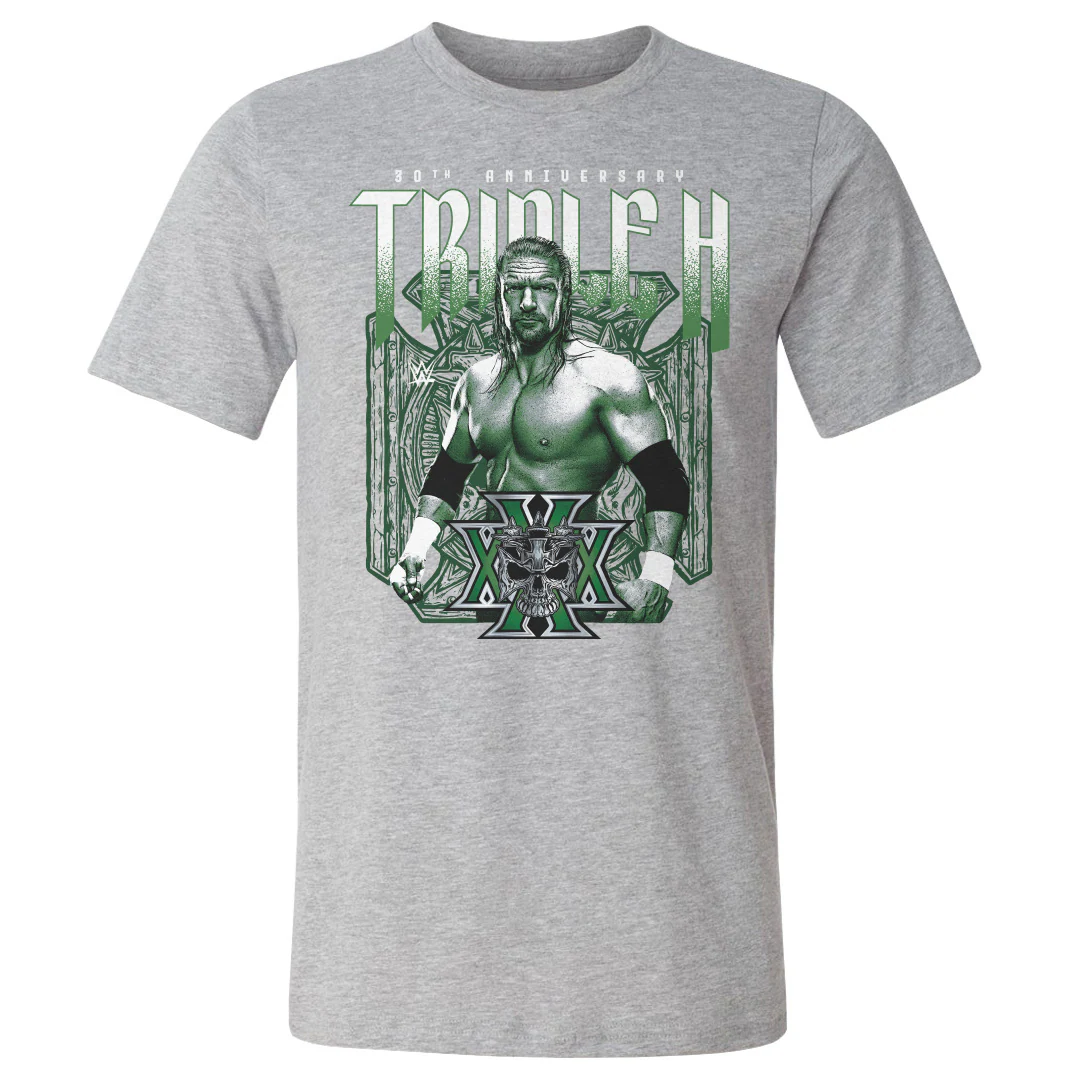 T-shirt Rockinstone Wwe Fans Heather Gray Triple H 30th Anniversary T-shirt Unisex Adults-xxxl