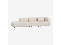 Sklum Sofá Modular De Canto Em 3 Peças Com Chaise Longue À Esquerda Fogler Poliéster                       Bombazina Crema Linho