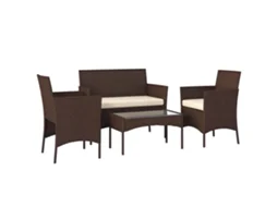 Conjunto de Jardim Aço e Vime Pe Cor Bege e Marrom 102x58x82 cm Outsunny