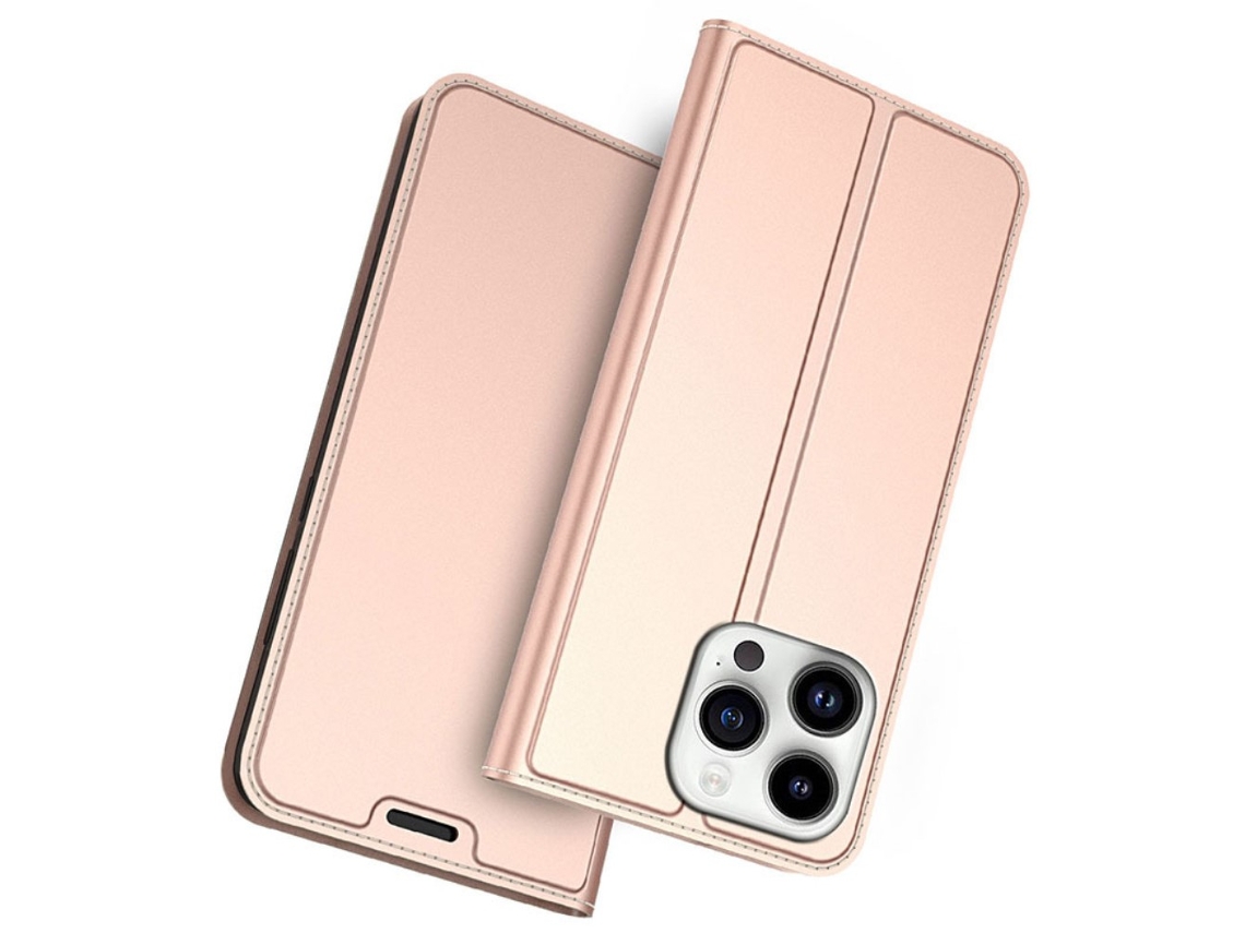 Capa Para Iphone 15 Pro Max Pele Sintética Com Porta-cartões Rosa