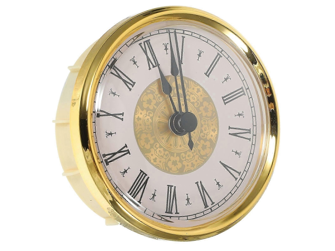 Round Clock Insert Silent Precise Timekeeping Metal Golden 1pack Edition 0325