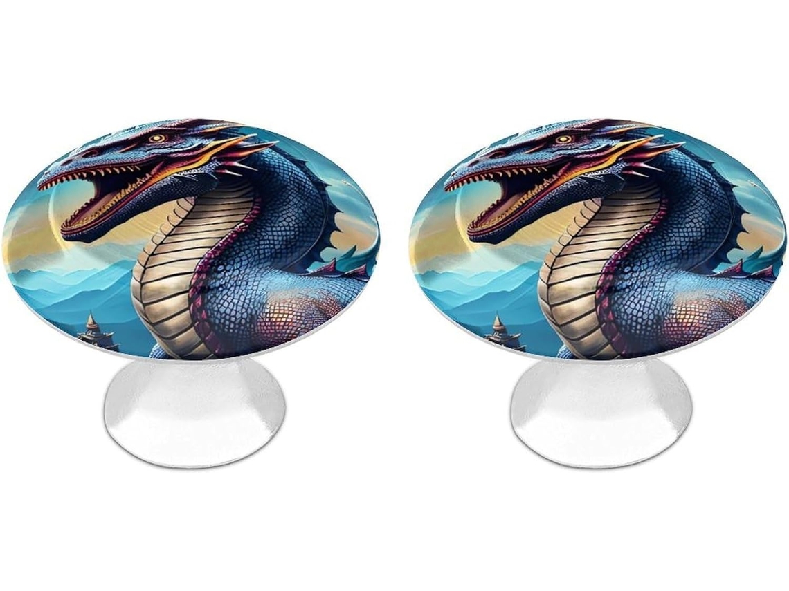 Conjunto De 2 Puxadores Aço Inoxidável Para Armários Cozinha, Com Design Personalizado De Dragão Rugindo Ideais Para