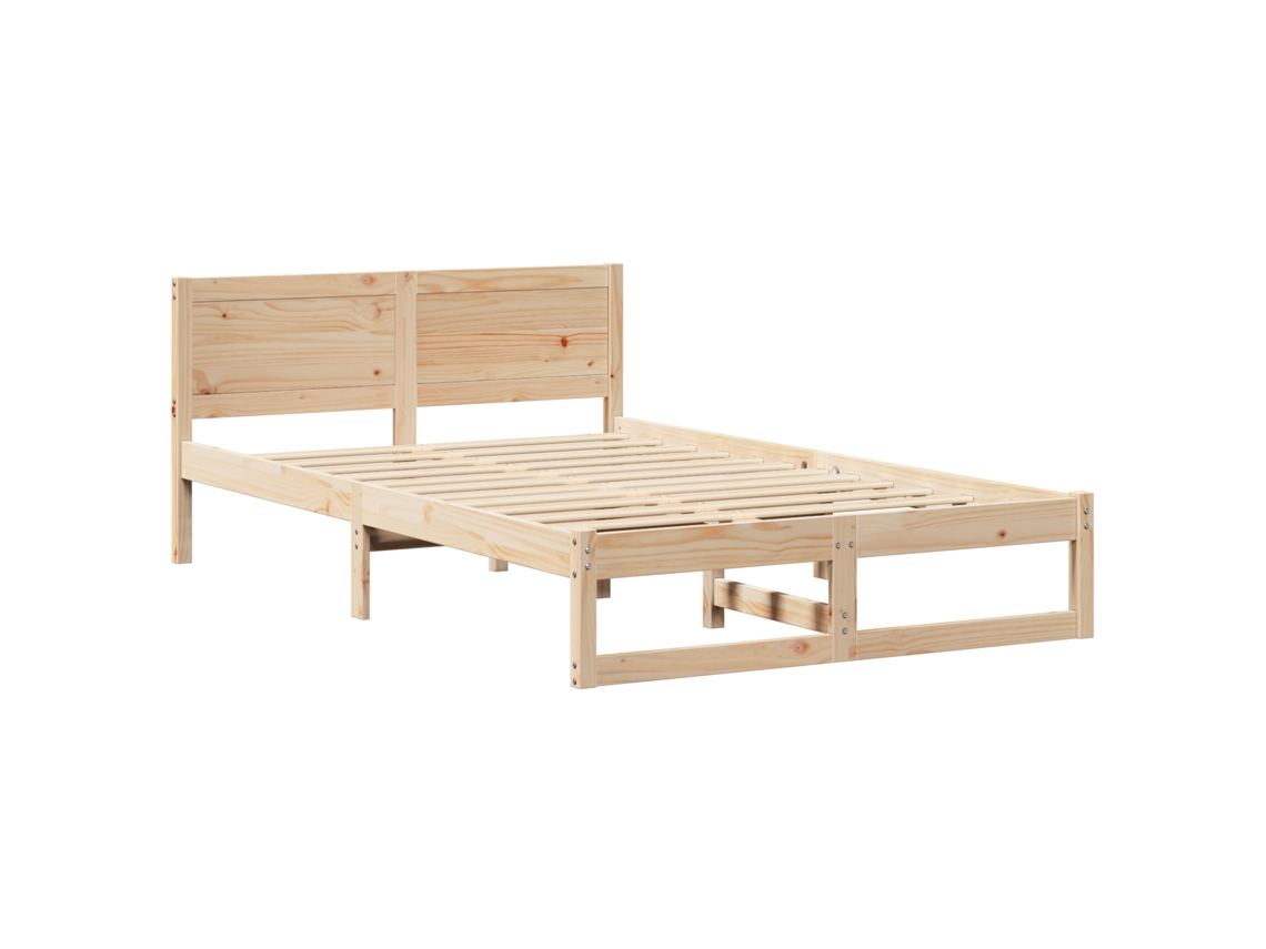 Conjunto 1 Estrutura De Cama Moderna Vidaxl Castanho Madeira De Pinho Maciça (135 X 190 Cm)