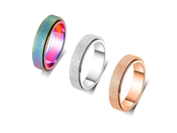 2026 anillo de Ansiedad de Acero Inoxidable Titanio para Mujer Y Hombre, 3 Colores: Oro Rosa arcoíris plata