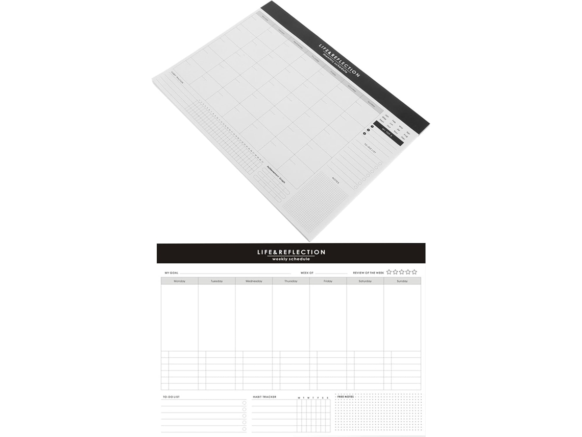 Lote De 2 Cadernos Planificadores Em Papel Branco Suivi Des Tâches Et Habitudes, Agenda Hebdomadaire Et