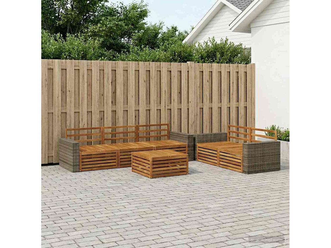Vidaxl Conjunto De Sofás Para Exterior 6 Unid. Natural