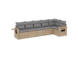 Conjunto de 6 sofás de jardim com almofadões Vime Pe Bege MAISON EXCLUSIVE (80x200 cm)