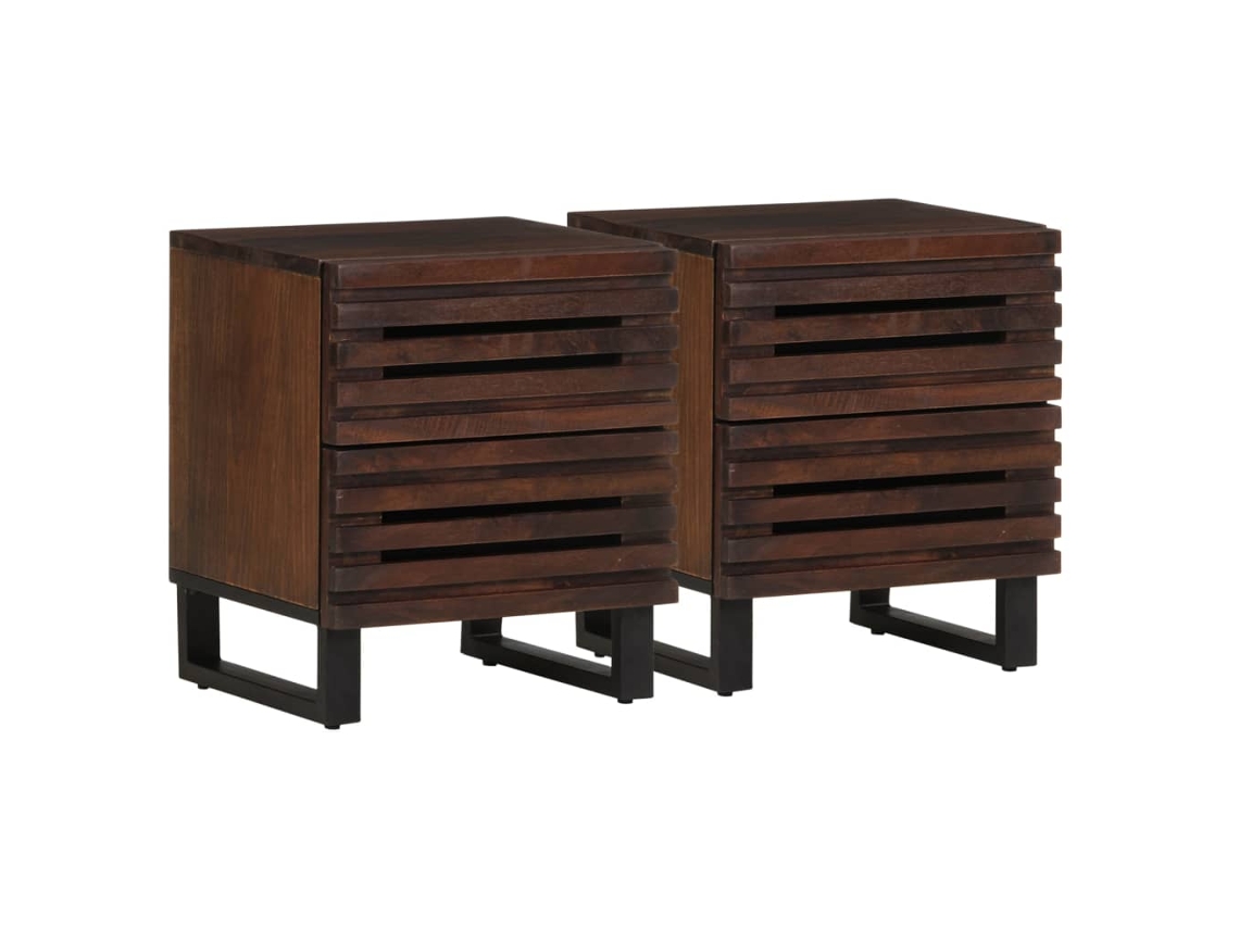 Vidaxl Mesas De Cabeceira 2 Pcs 40x34x46 Cm Madeira Mangueira Maciça