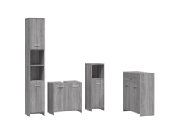 VIDAXL 4 Pcs Conjunto Móveis Casa De Banho Madeira Proc. Cinza Sonoma