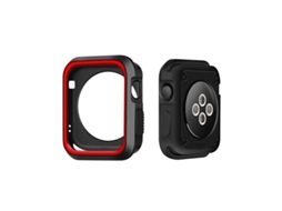 Capa protetora resistente Gift4me para Apple Watch SE 3 40 mm, preta e vermelha