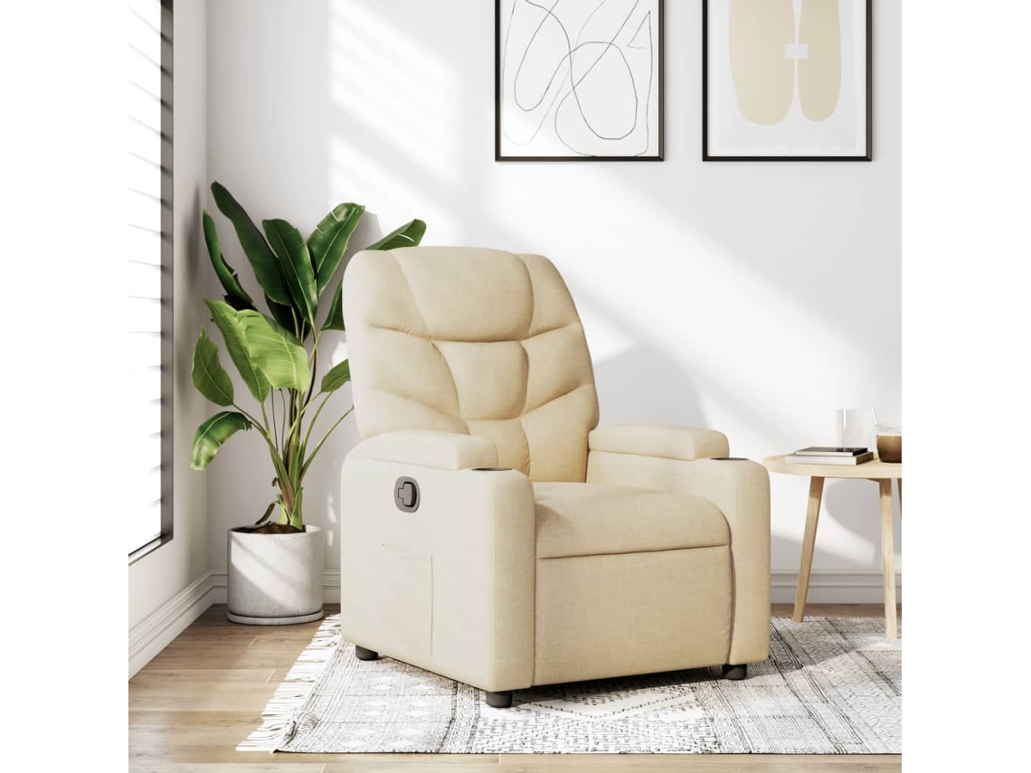 Vidaxl Poltrona Reclinável Tecido Cor Creme