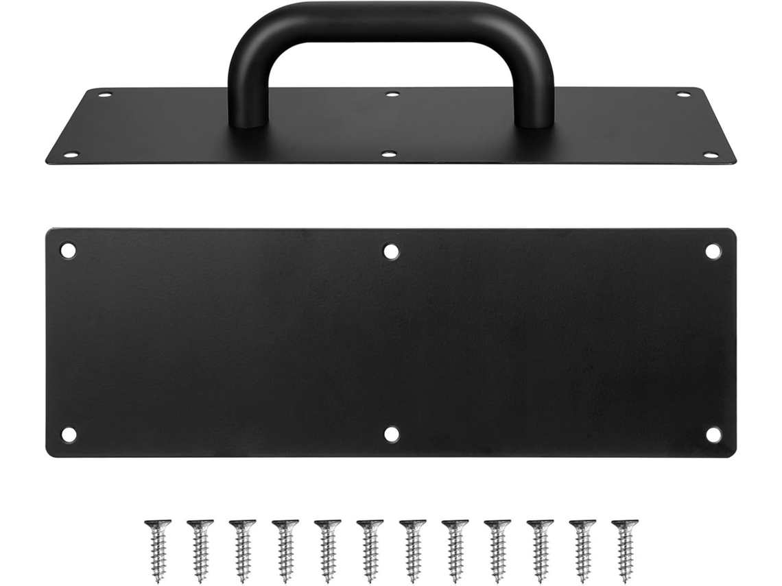 Puxador De Porta Correr Madeira, Placa De Pressão Em Aço Inoxidável Preto, 30cm 11, 81 Polegadas, Com Parafusos, Para