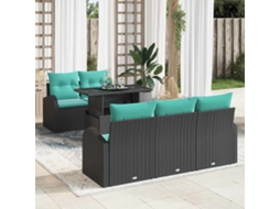 Vidaxl Conjunto De Sofá De Jardim 6 Pcs Preto Rattan De Polipropileno