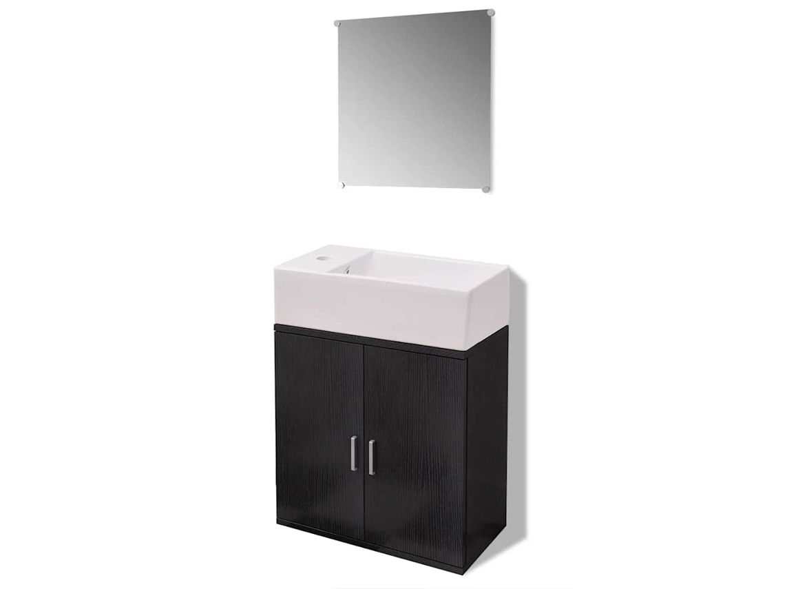 Móveis Casa de Banho 3 Pcs e Conjunto de Bacia Preto MAISON EXCLUSIVE