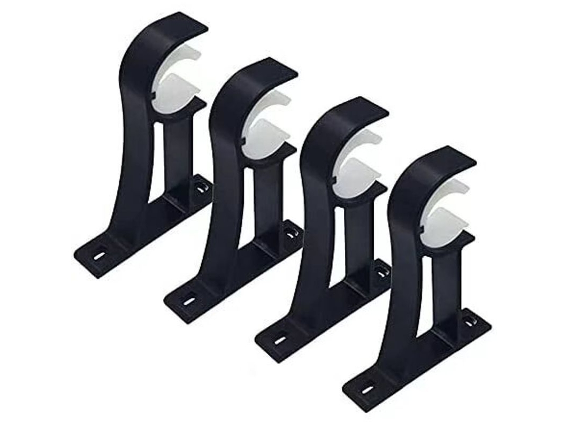 Soporte Para Varillas De Cortina Linjou, 4 Piezas, Cor Preto, Para Varillas De 1 Polegada, Alumínio Resistente Negro