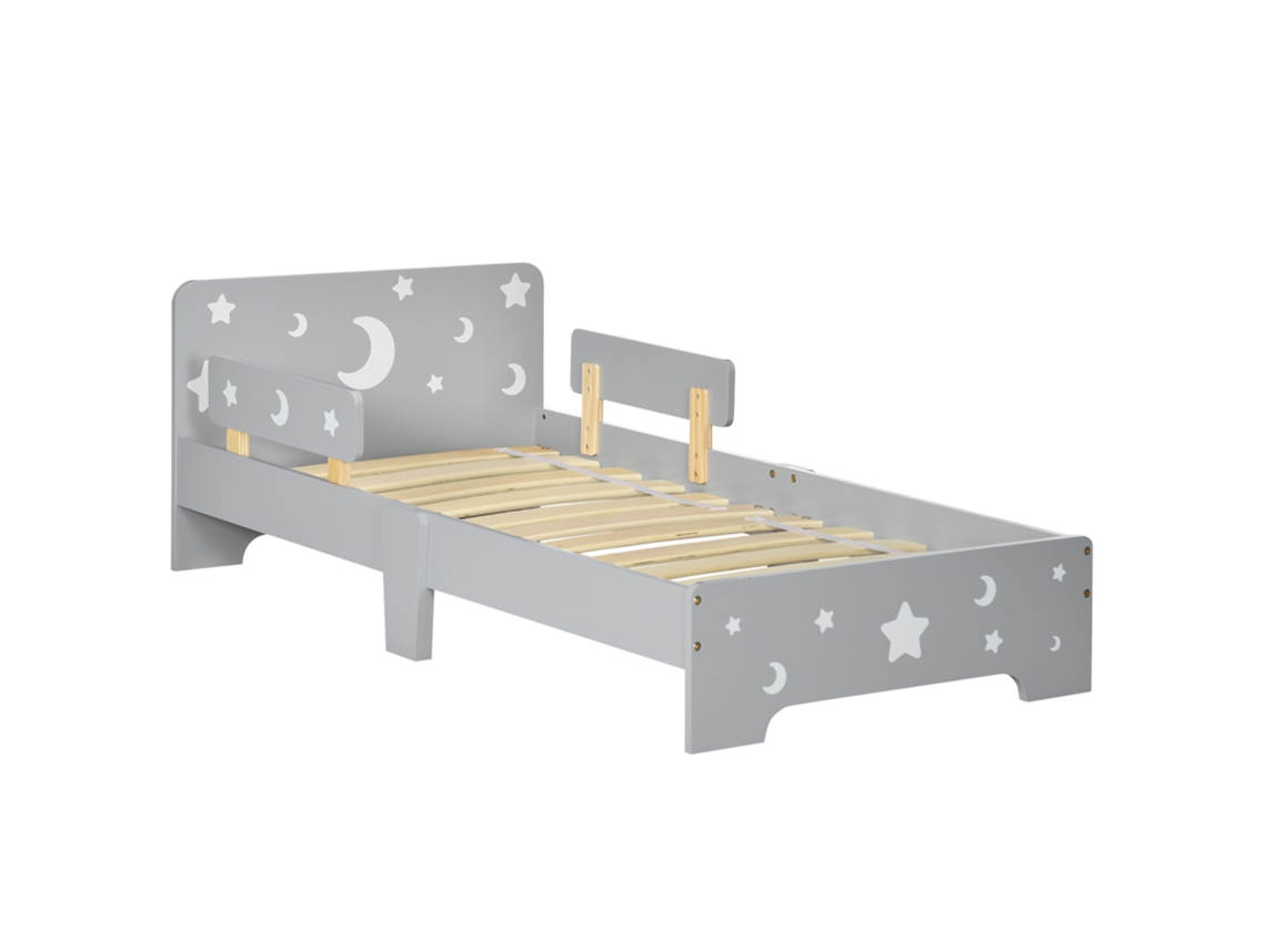 Cama Infantil Dos 3 Aos 6 Anos Com Padrões De Estrelas E Lua, Painéis Mdf E Aglomerado, 143x76x49 Cm.