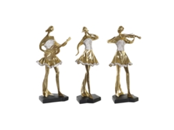 Figura Decorativa DKD HOME DECOR Música Bailarina Resina Dourado (3 Unidades - 20 x 12 x 41,5 Cm)