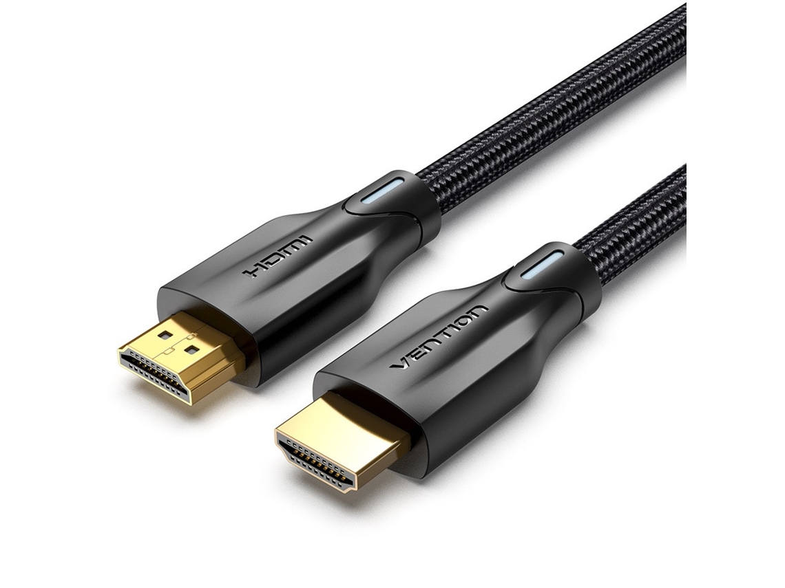 Vention Hdmi Aaubi 3 M, Macho a Macho, 8k, Trançado de Algodão, Preto