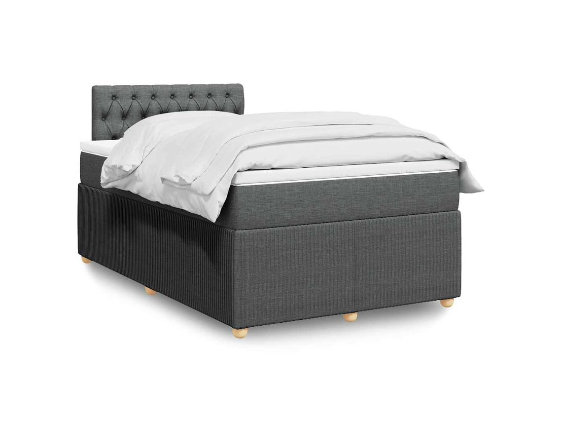 Vidaxl Cama Boxspring Com Colchão 120x190 Cm Tecido Cinzento-escuro