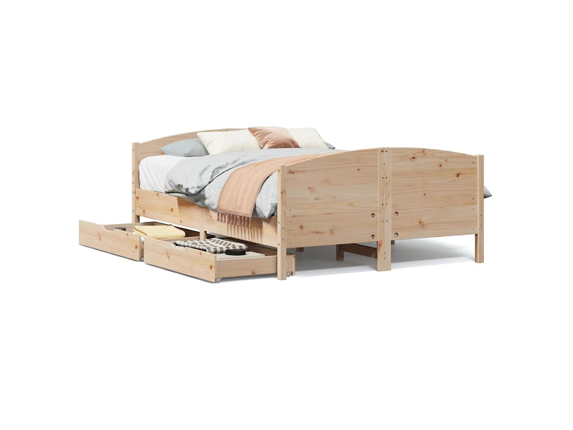 Cama Sem Colchão 140x190 Cm Madeira de Pinho Maciça MAISON EXCLUSIVE