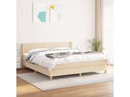Vidaxl Cama Com Molas/colchão 160x200 Cm Tecido Cor Creme