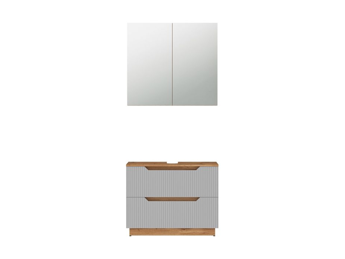 Conjunto de Mobiliário para Casa de Banho VICCO 2 Peças Cinza com Armário e Espelho mural