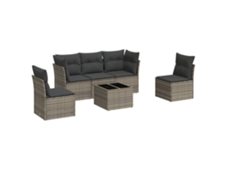 Conjunto de 6 Sofás de Jardim com Almofadões Vime Cinzento MAISON EXCLUSIVE (80x200 cm)