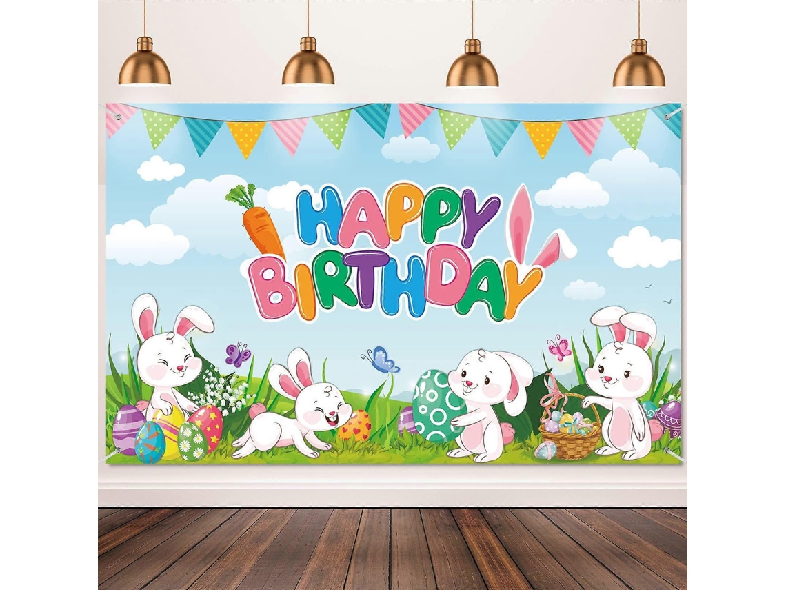 Banner com tema Coelho para a Páscoa, acessórios para a Festa da Primavera, BRILVIBERA (180x110 cm)