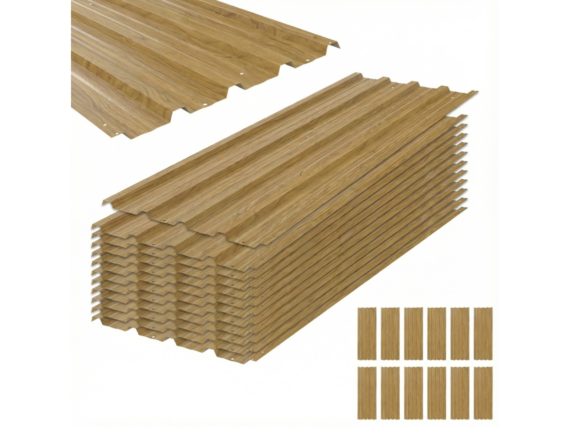 Painéis Telhado Galvanizado 7m² (12 Peças, 129x45cm)