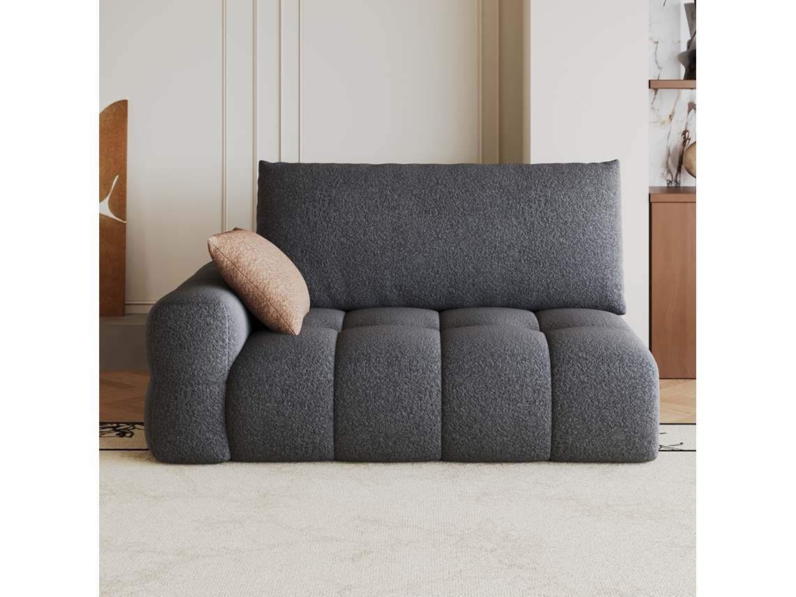 Sofá Modular 2 Lugares Em Chenille, Módulo Esquerdo, Sofá Moderno E Confortável Para Sala, Cinzento Escuro