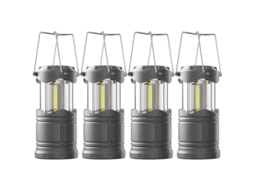 4 Lâmpadas De Camping, Luminárias Portáteis Super Brilhantes Com Pilha, Kit Emergencial Plegável, Preto