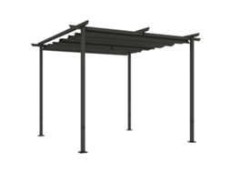 Pérgola de jardim com telhado ajustável, estrutura metálica, proteção UPF30+, toldo solar, 3x3 m, cinza | S/MARCA