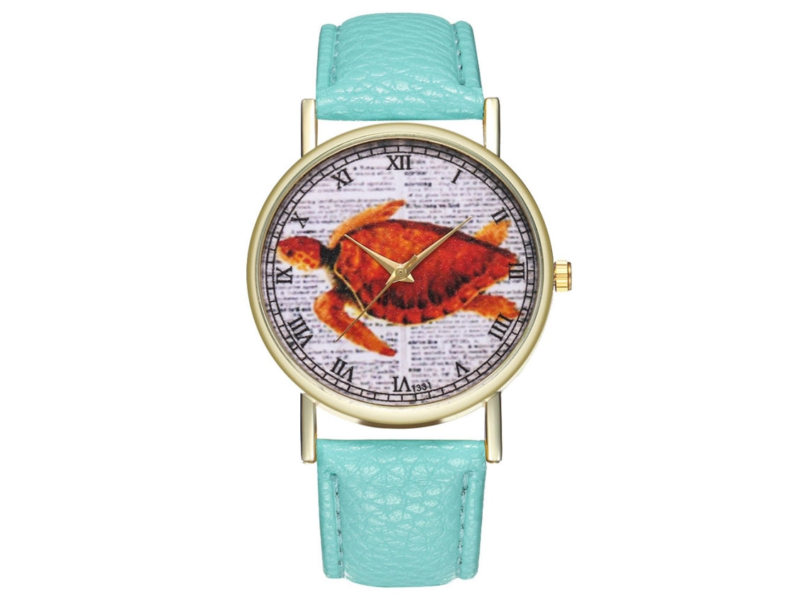 Reloj De Pulsera Estudiantil De Cuero Pu Con Números Romanos Verde Menta