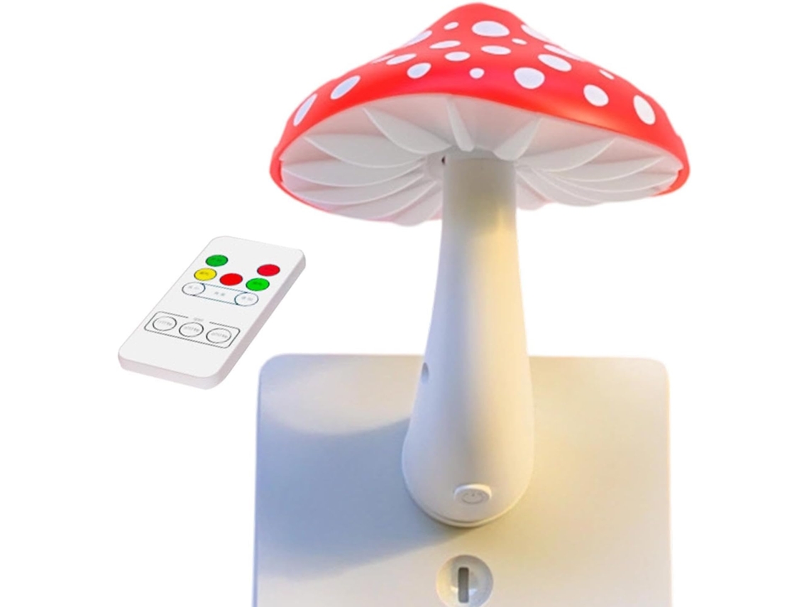 Luminária Em Formato De Cogumelo, Com Led Dimerizável E Controle