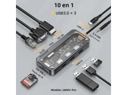 Hub Usb C 5/6/7/8/11 Em 1 Com Adaptador Hdmi 4k E Leitor De Cartão Sd/tf, Carregamento Rápido Pd Rj45 Para Macbook E Laptops. Aquaforge