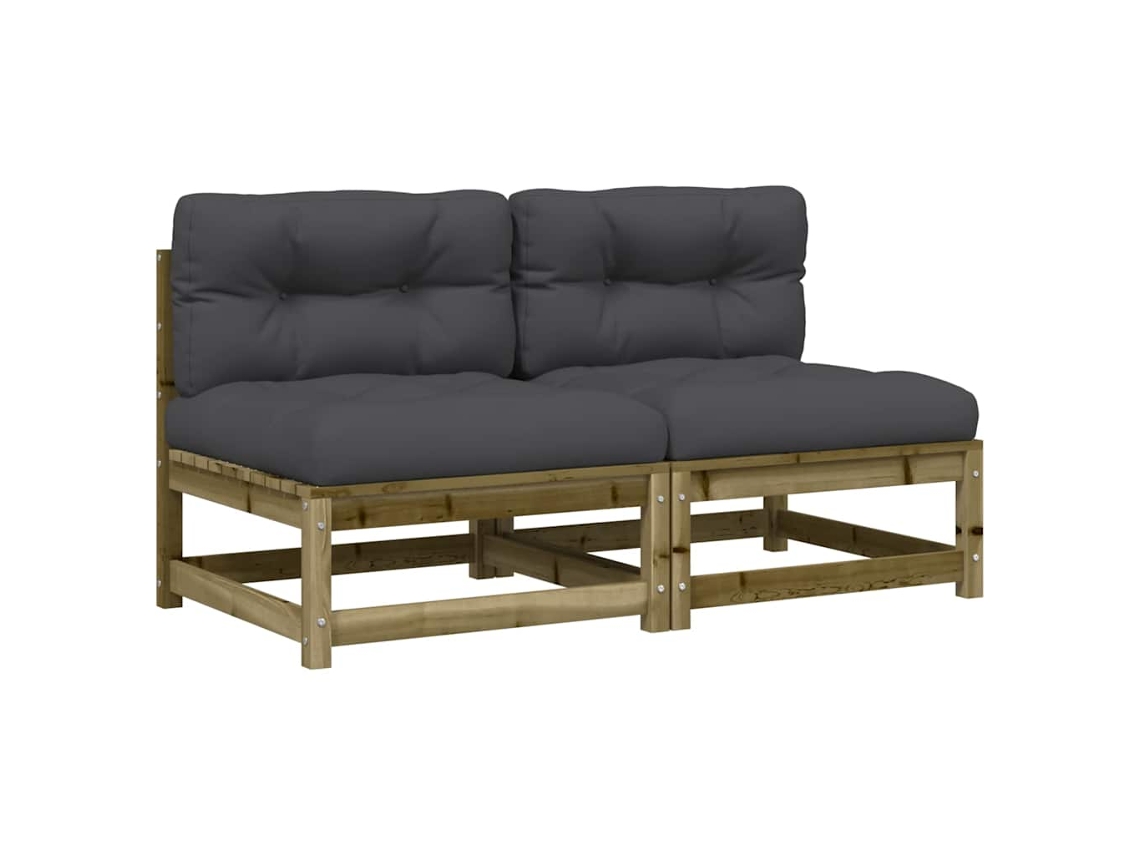 Maison Exclusive - Sofás Sem Braços P/ Jardim 2 Pcs C/ Almofadões Pinho Impregnado