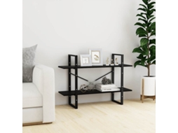 Vidaxl Estante Com 2 Prateleiras 100x30x70 Cm Pinho Maciço Preto