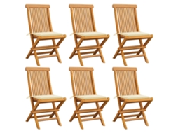 Folding Chair, Folding Chairs Vidaxl Creme Teca (n/a)