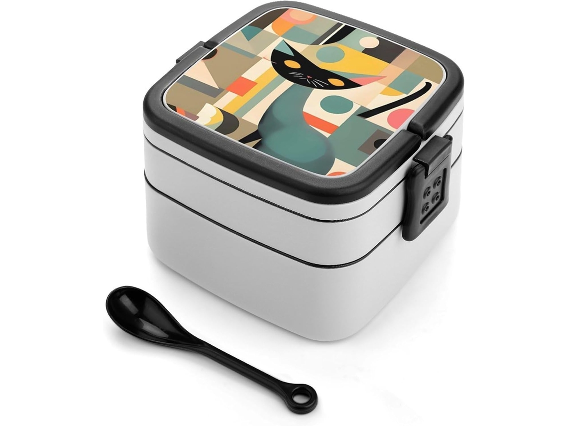Marmita Bento Artística Moderna De Meados Do Século Xx, Empilhável Para Adultos, À Prova De Vazamentos, Com Tampa Grande