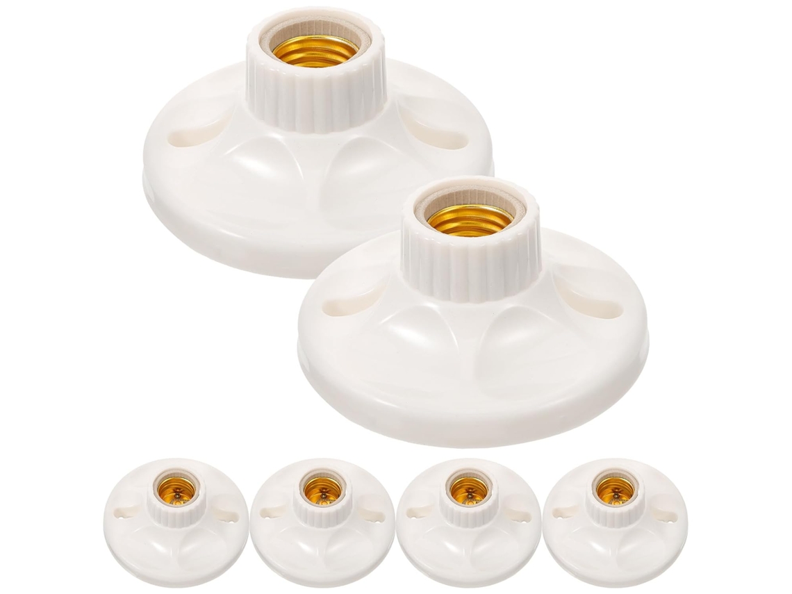 Conjunto De 6 Soquetes Quadrados De Cerâmica E27 Para Luminárias.