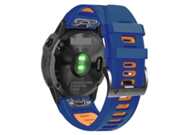 Bracelete de Smartwatch para Garmin Fenix 6X Pro 26mm esportivo de silicone de duas cores (azul meia-noite + laranja)