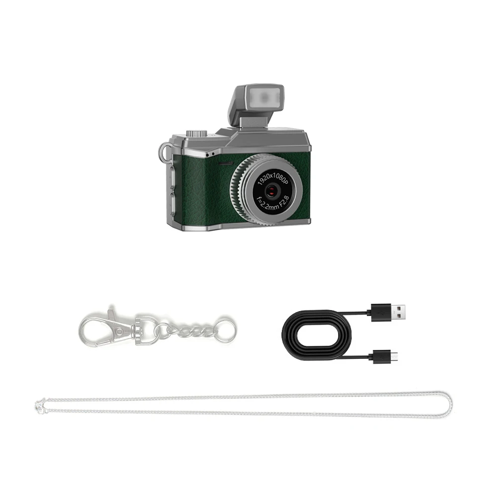 Mini Câmera, Tela Ips de 0,96 Polegadas, 1080p, com Flash Led e Vários Filtros. MDUG (verde 64 Gb)
