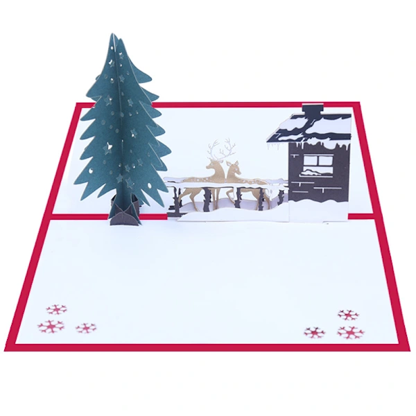 /ea/cartão De Natal Com 5 Peças, Saudação Dimensional De Rancho De Natal Aquaforge