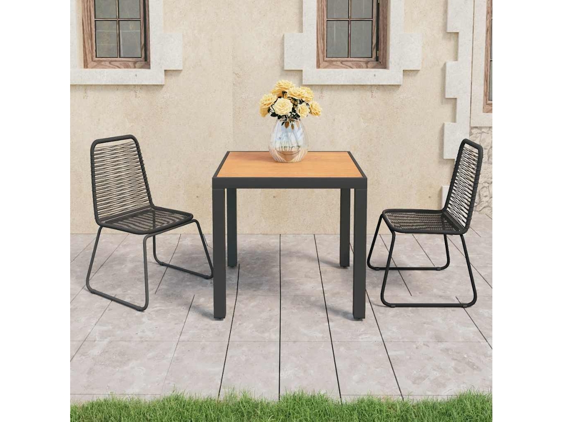 Vidaxl 3 Pcs Conjunto De Jantar P/ Jardim Vime De Pvc Preto E Castanho