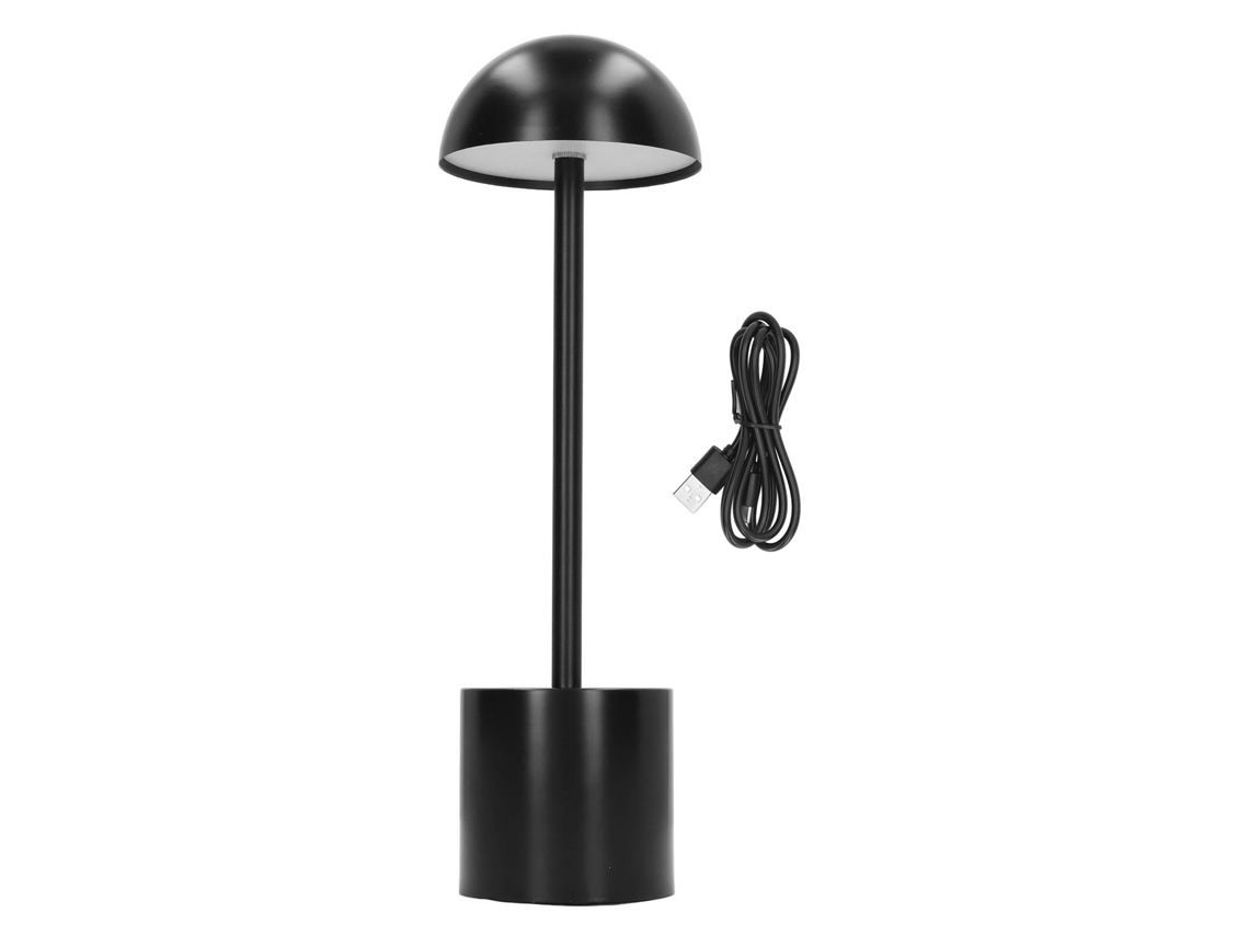 Lâmpada de Mesa Sem Fio Recarregável Led 2000mah 3 Cores Dimmer Usb para Sala Preta