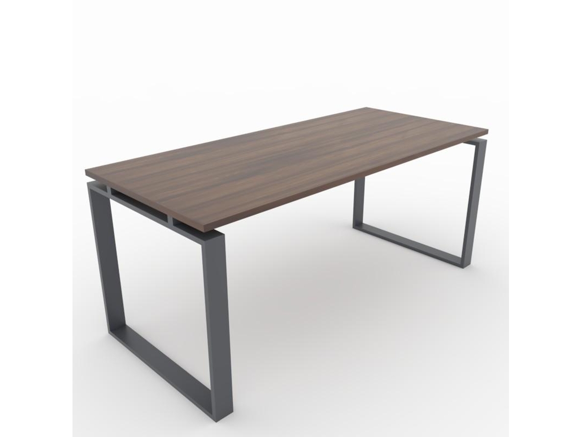 Secretária para Teletrabalho Escritório Casa Estrutura Fechada Cor Cinzenta Grafite Tábua de Madeira Cor Nogueira 140X80Cm Fabricado em Espanha OFICIT