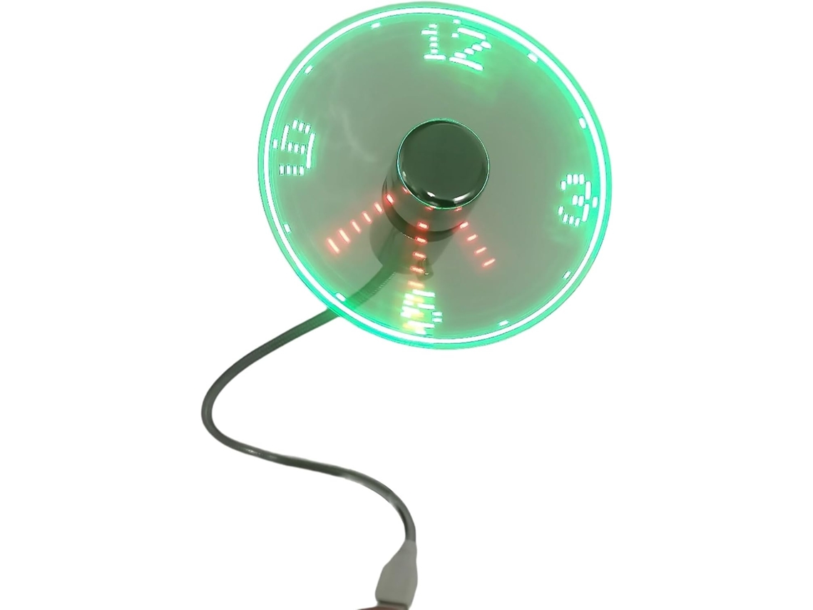 Ventilador Com Relógio Usb Com Visor Digital De Hora E Temperatura.