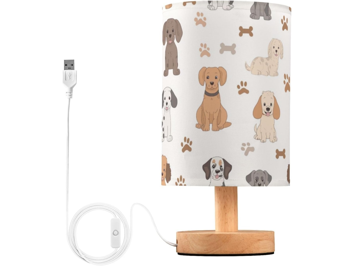 Abajur De Cabeceira Kcldeci Com Estampa Cachorro Fofo, Ideal Para Quarto, Estilo Fazenda, Mesa De Cabeceira, Sala De