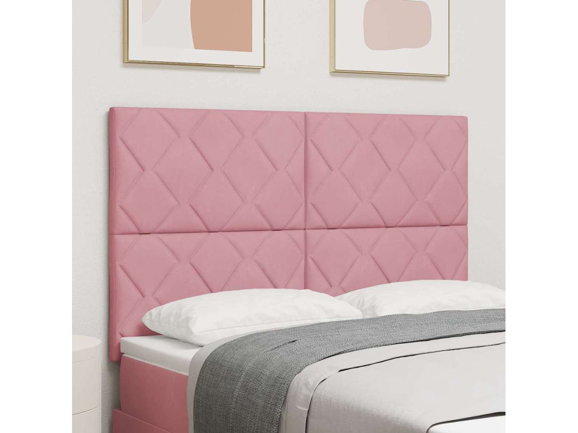 Vidaxl Cabeceira Led Rosa 144 Cm Veludo