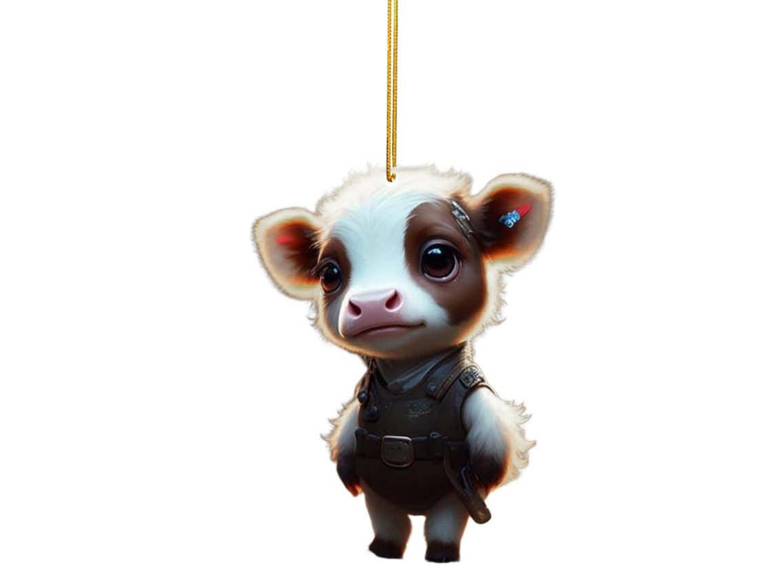 Laxiscreed Enfeite De Natal Com Vaca Highland Cow Em Acrílico Para Decoração Natalícia Criativa